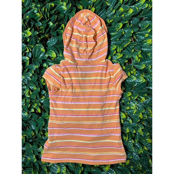 Y2K Union Bay 100% Cotton Orange Striped Hoodied Crop Baby T Size M - Picture 3 of 6
